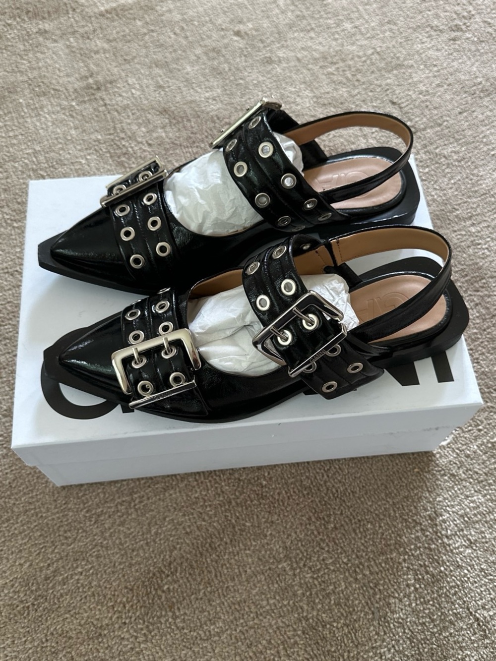GANNI buckle flats